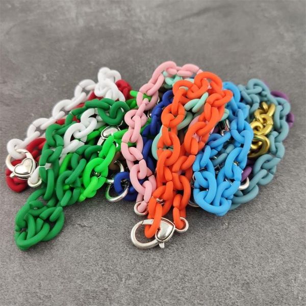 

charm bracelets simple rubber plated acrylic chain bracelet for women candy color geometric handmade wholesale accessories bijoux, Golden;silver