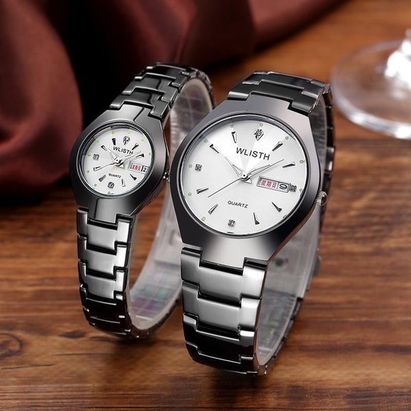 

wristwatches wlisth fashion couple watch quartz stainless steel waterproof, Slivery;brown