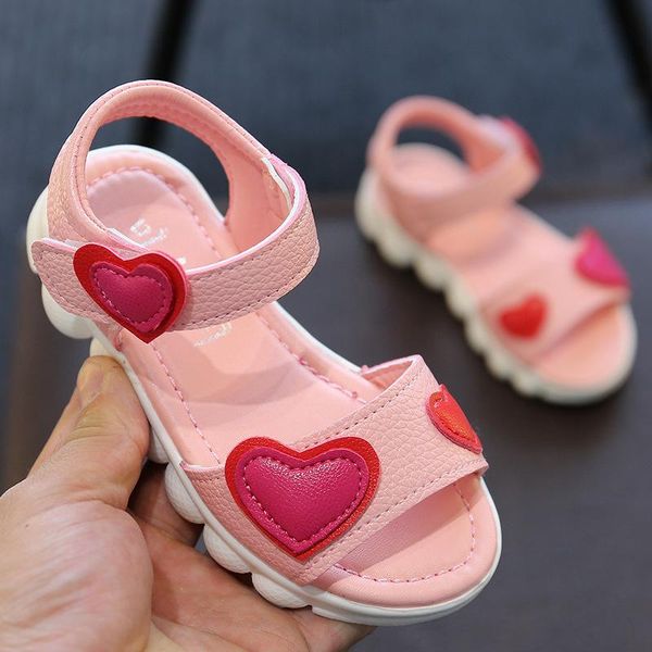

sandals 2021 spring and summer children's korean fashion open toe shoes love girls casual, Black;red