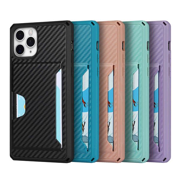 

cases cell phone sets suitable for iphone 12pro mobile case, apple 11 protective 11promax carbon fiber card anti falling case