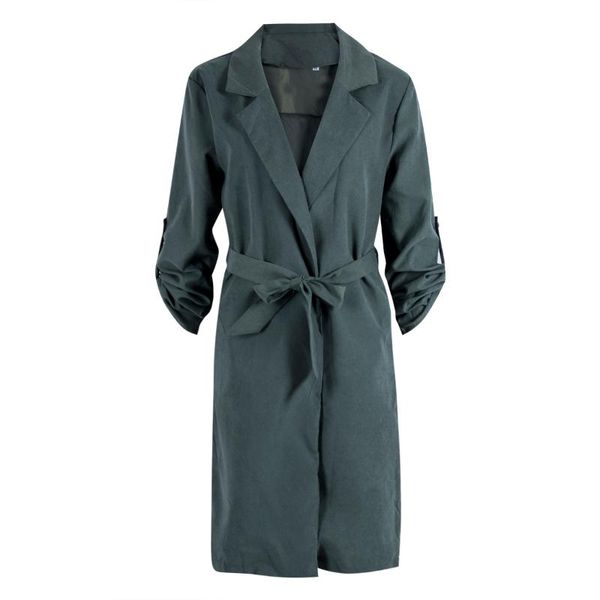 

women's trench coats windproof outerwear women turn-down collar stylish solid long slim overcoats belt duster coat cardigan femme, Tan;black