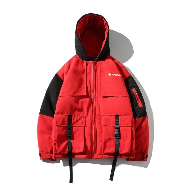 

downs winter vintage casual hooded jacket style outdoor thick warm waterproof outwear zipper parkas men, Black