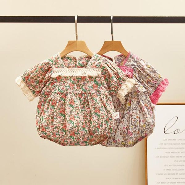 

summer born print bodysuits toddler baby girls boys short sleeve cotton jumpsuit romper infant bodysuit l957 rompers, Blue