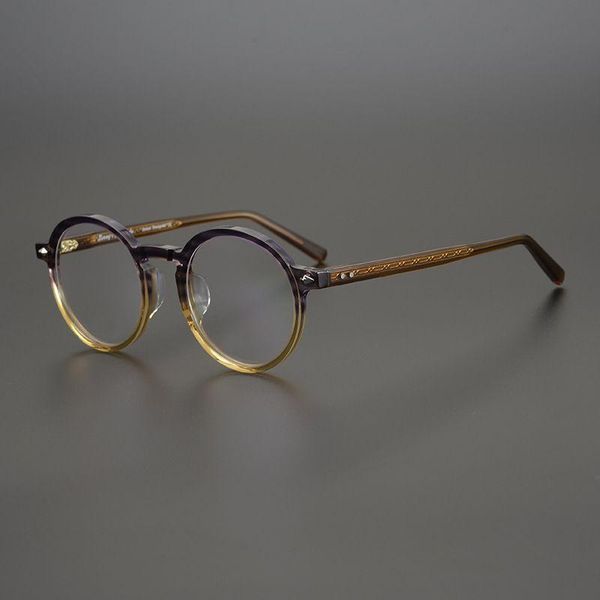 

fashion sunglasses frames brand designer acetate glasses frame men retro round clear lens eyeglasses for women prescription eye, Black