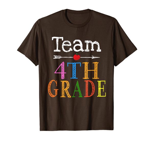 

team 4th fourth grade teacher student back to school funny t-shirt, White;black