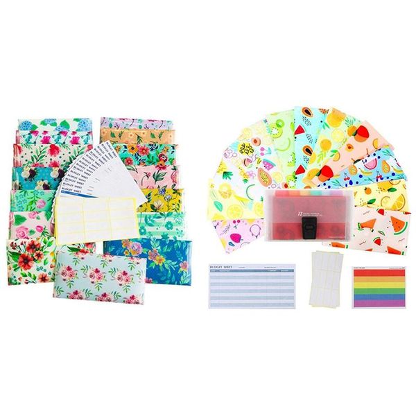 

set floral waterproof budget envelopes cash & 1 planner organizer binder envelope system gift wrap