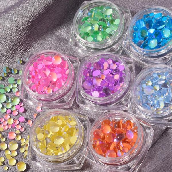 

nail art decorations ornament candy color mermaid illusion round glass crystal beads mixed decoration rhinestones diy jewelry accessori, Silver;gold