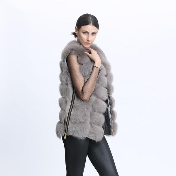 Delle donne di Pelliccia Del Faux Naturale Della Maglia Delle Signore Delle Donne Reali di Inverno Cappotto Senza Maniche Femminile Caldo Casual O Collo Pieno Pelt Outwear 2021