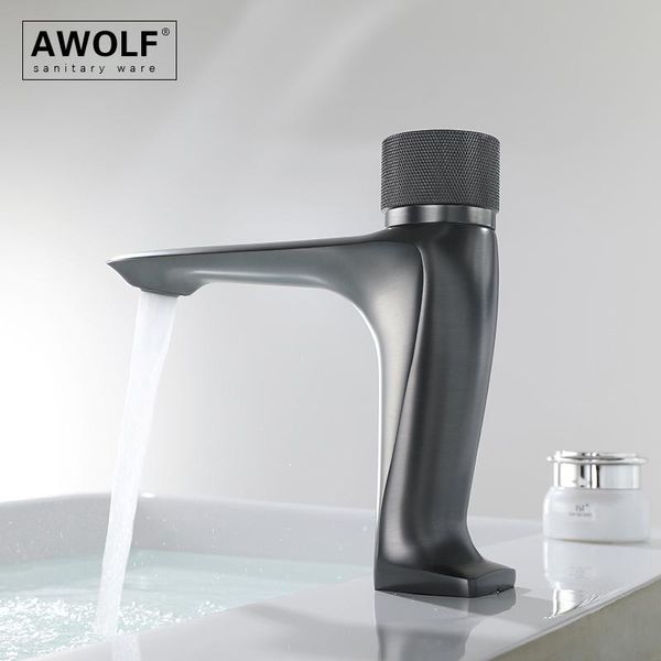 

bathroom sink faucets dark grey basin faucet push button solid brass deck mounted chrome polishing and cold black mixer tap ml8116