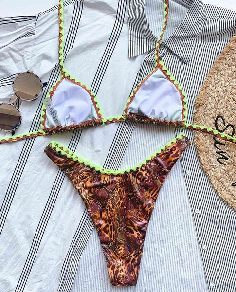 

printed halter string women thong swimwear female swimsuit two-pieces bikini set polka dots bather bathing suit swimin