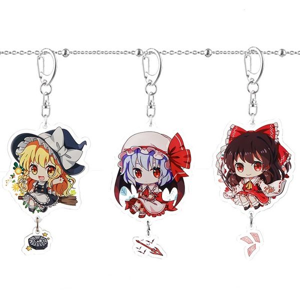 

Touhou Project Keychain Man Cartoon Key Chain Women Key Holder Hakurei Reimu Keyring Bags Pendant Creative Cute Metal Porte Clef