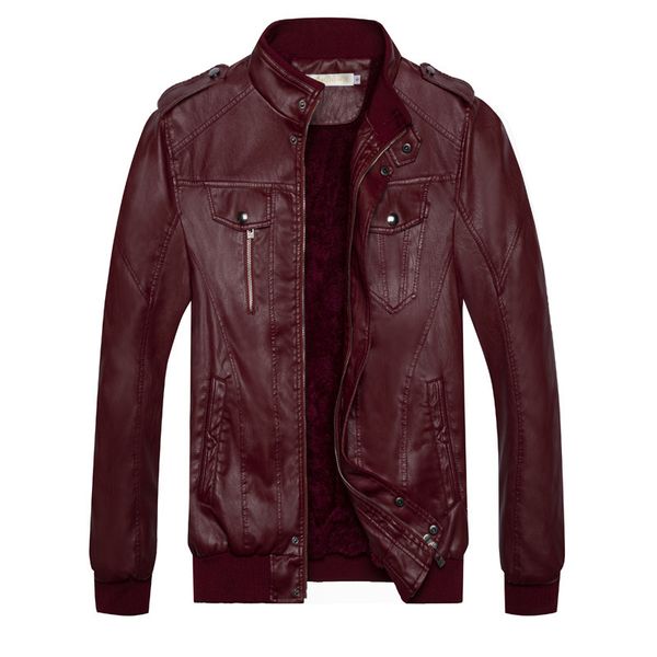 

fashion leather autumn and winter men's coat pu locomotive jacket, Black