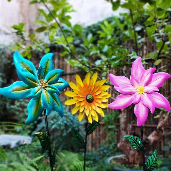 

garden decorations ly simulation plants decoration stake large metal flower outdoor ornament colorful lawn statue peg for yard