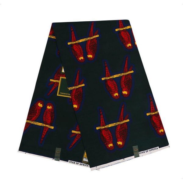 

ribbon 2021 african wax print fabric black 100% polyester red birds printed veritable d batik tissu 6yards\set, Pink;blue