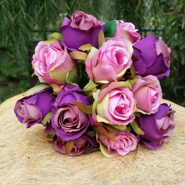 

decorative flowers & wreaths 12 bundle silk peony bouquet scrapbook fake plants artificial roses home decoration accessories wedding party s