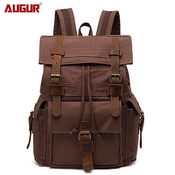 

backpack augur men and women vintage cotton canvas men's travel bags casual durable large capacity lapbackpacks male backbag rucksack