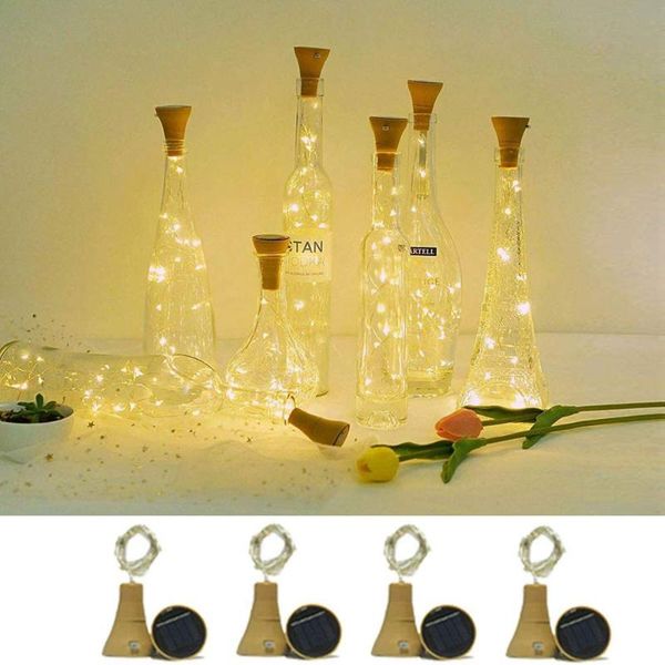 

strings 10 led 20led garland solar wine bottle lights cork fairy christmas light copper wire string