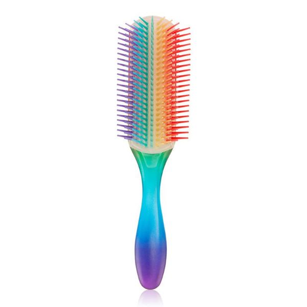 

hair brushes 9 rows detangling hairbrush scalp massage women salon straight curly comb portable hairdressing accessories, Silver