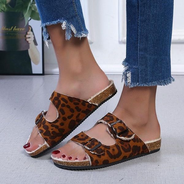 

slippers aliyi fashion 2021 comfortable ladies casual home slides 35-43 flat slip on plush sole female sandals flip flops, Black