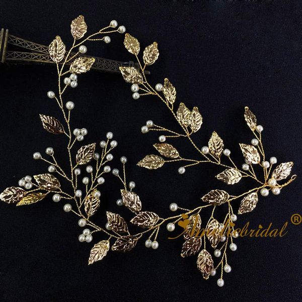 

hair clips & barrettes wedding dancing accessories charm leaf and pearls bridal vine tiaras women hairpiece jewelry gold, Golden;silver