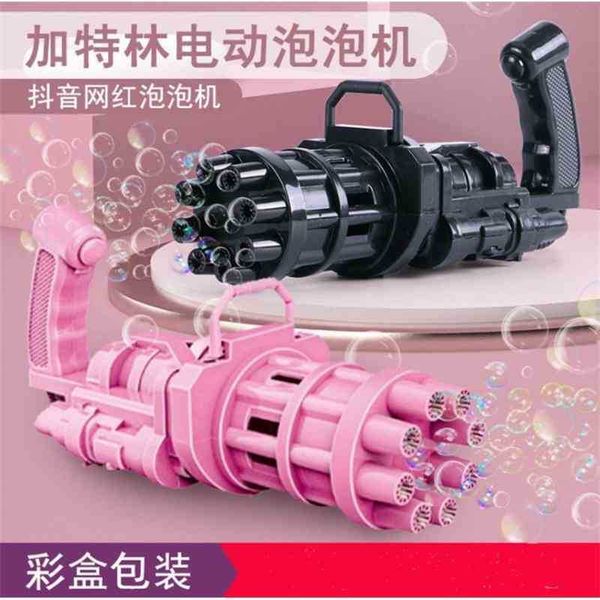 

tiktok children's semi automatic electric bubble porous gatlin bubble gun toy