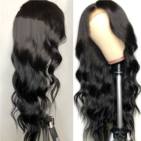 

natural black t part lace front wig long body wave preplucked 150% density human hair for women daily wear wigs, Black;brown