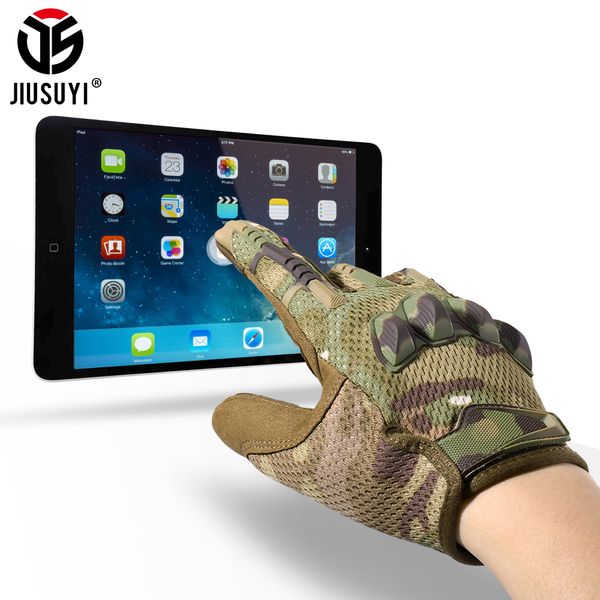 

multicam tactical military full finger gloves army paintball airsoft combat touch screen rubber protective glove men women newg, Blue;gray