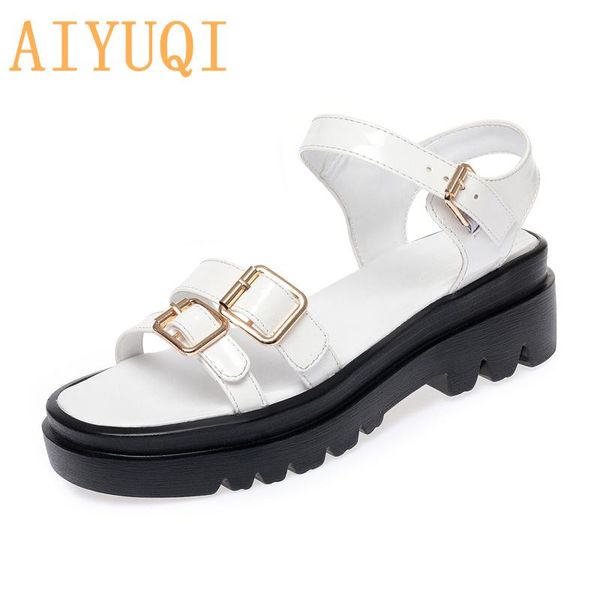 

women sandals summer 2021 non-slip girls buckle rome fashion open toe, Black