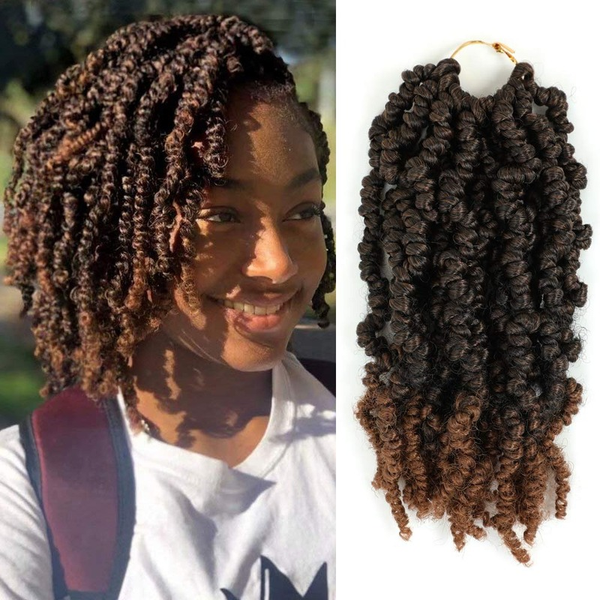 

15 strands spring twist pre-twisted synthetic hair 10 inch passion nubian twist crochet hair ombre expression braiding hairfactory direct, Black