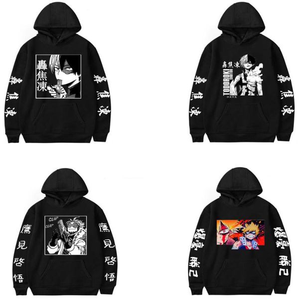 

men's hoodies & sweatshirts japan anime my hero academia bakugou katsuki todoroki so funny hoodie hip hop graphic poleron hombre street, Black