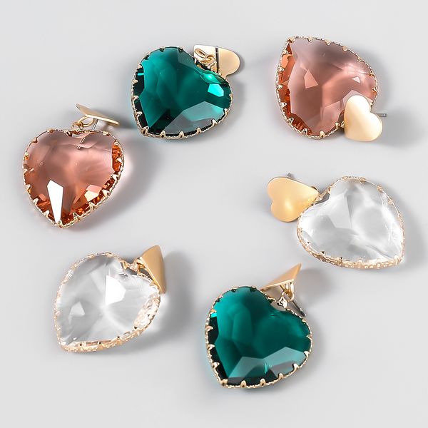 

s2655 fashion jewelry resin heart earrings sweet heart dangle stud earrings, Silver