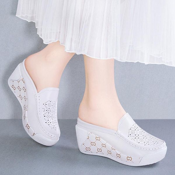 

slippers summer fashion all-match baotou half drag women's shoes, Black