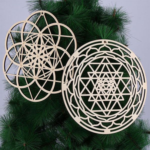 

party decoration art home decor flower of life wooden crafts wall sign laser cut 8 kinds wood round edge circles carved non-slip cup