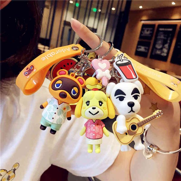 

keychains car key ring doll tom nook, his pet intersection, korean men and women in love, pendant, lovely gadget switch, Silver