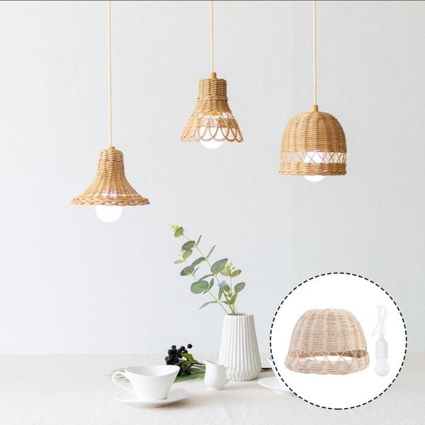 

pendant lamps 1pc retro lamp cover rattan lampshade with light source