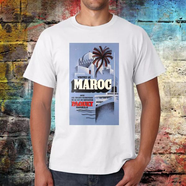 

morocco t-shirt, marco tee, travel shirt, graphic tee, vintage travel, White;black