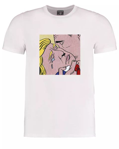 

lichtenstein style art trump & putin kiss- men's sub t-shirt, White;black
