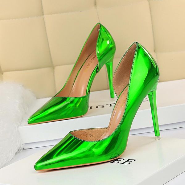 

dress shoes 2021 women fetish .5cm high heels female bridal pumps lady scarpins blue green sliver gold wedding big size, Black