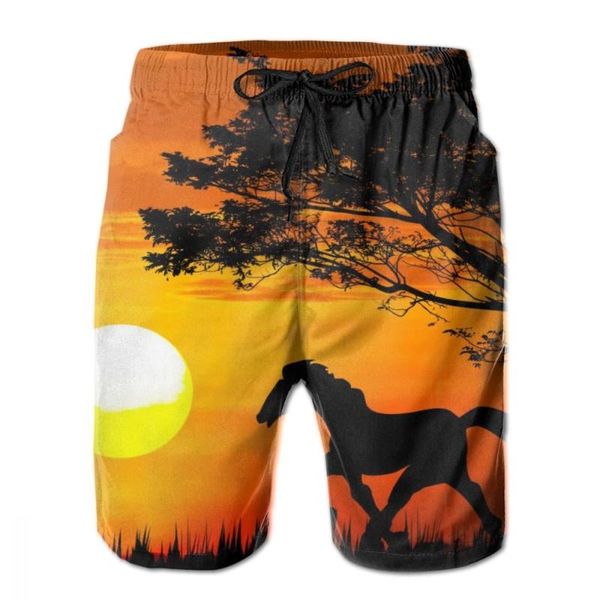 

mens swimwear swim shorts trunks silhouette horse on sunset beach board swimming swimsuits running sports surffing men's, White;black