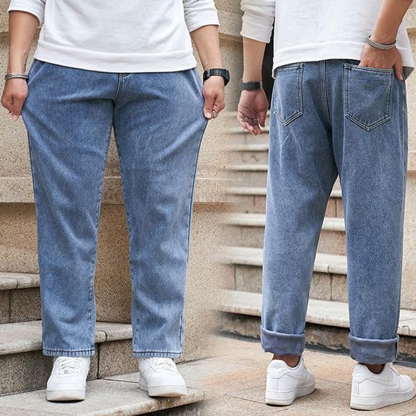 

men's jeans straight loose pants autumn youth large size casual autumn/winter style plus, Blue
