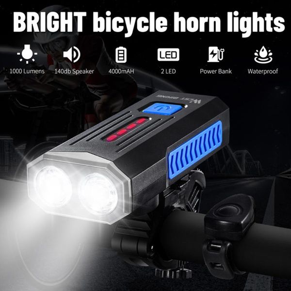 

bike lights west biking bicycle light 1000lm usb rechargeable headlight 360 rotatable waterproof led front head lamp safety
