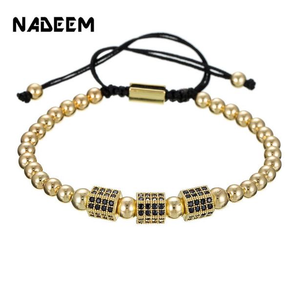 

charm bracelets cubic cz hexagon bracelet men women jewelry pulseira masculina bileklik armband bijoux mens copper beads pulseiras, Golden;silver