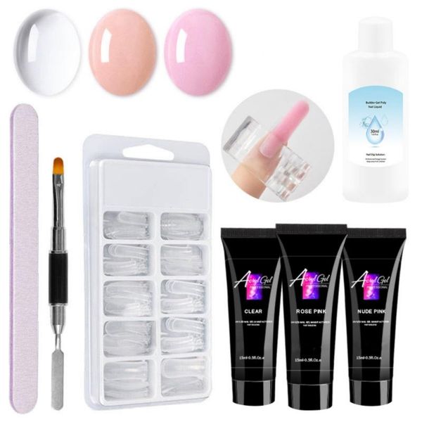 

nail art kits natural nude extension gel kit white pink clear with base and coat diy at home 15g