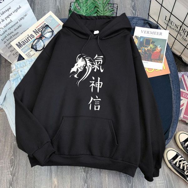 

women's hoodies & sweatshirts spirituelle drachen drucken frau mode weiche kleidung streetwear fleece hoody einfache vintage mit kapuze, Black