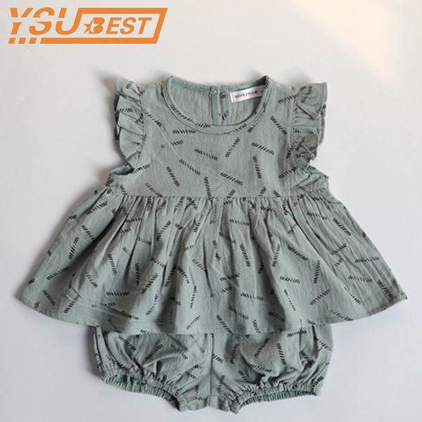 Set di abbigliamento per neonate di marca Set estivo Abito in cotone + pantaloncini 2 pezzi di abiti per il tempo libero Abiti per ragazza 210429