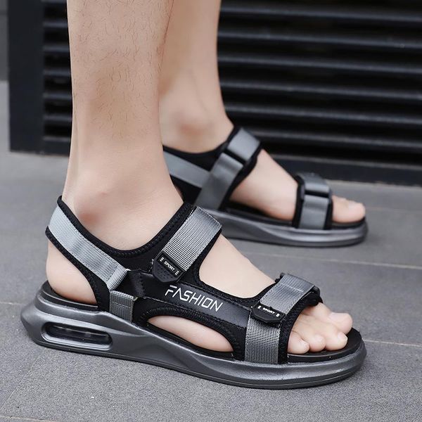 

sandals british style men fashion summer outdoors beach shoes platform sandalia air cushion sandales homme chaussure male, Black