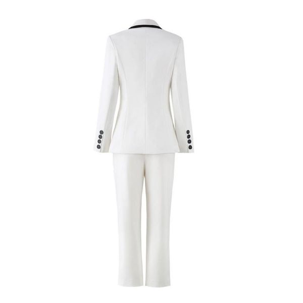 Abiti da donna Blazer Coreano Slim Fit Pantaloni a figura intera Blazer Suit Donna Set da 2 pezzi Elegante Office Lady White Brand Design Panno femminile