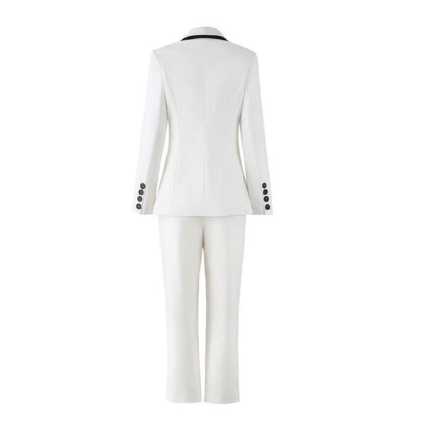 

women's suits & blazers korean slim fit full length pants blazer suit women 2 piece sets elegant office lady white brand design female, White;black