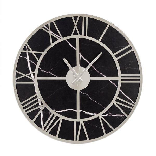 

wall clocks black marble texture silver plexiglass circular wooden clock modern design home style luxury decoration art decor for living roo