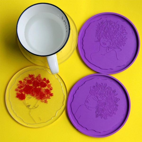 

mats & pads kitchen table placemat making mold silicone round pad maker cup mat irregular art mould flower fairy shape